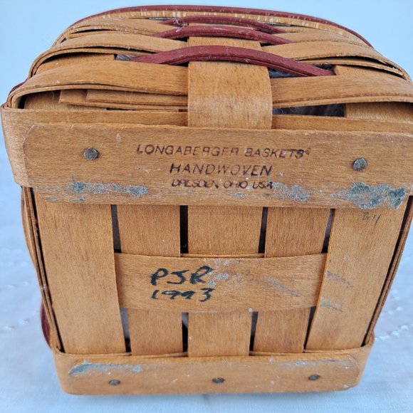 Vintage 1993 Longaberger Mini Basket With Handle & Fabric Liner - Picture 6 of 7